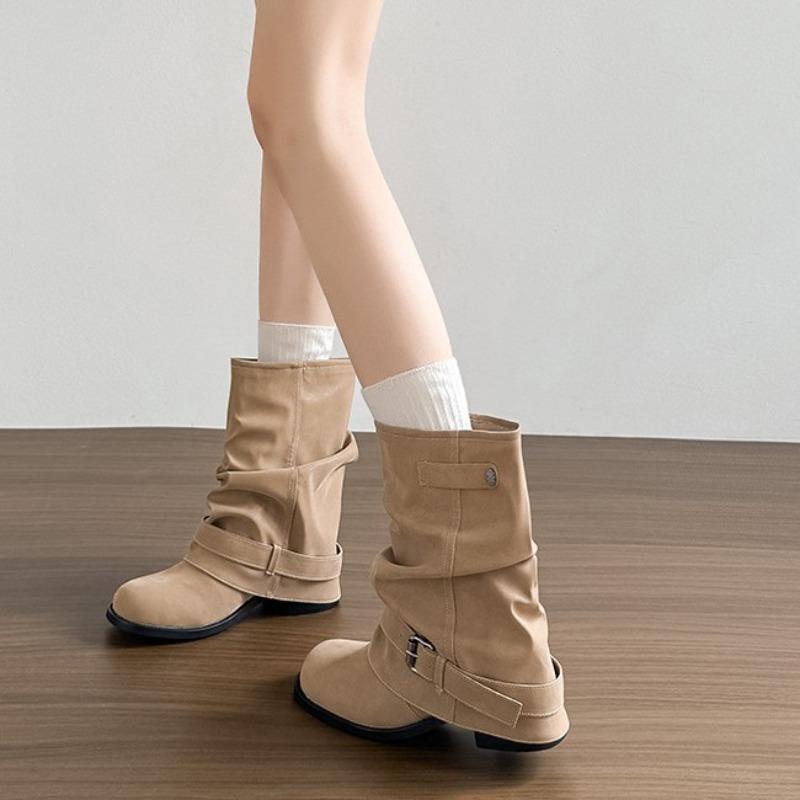 

Retro brown fashion boots women s new autumn and winter boots thick heel thin trouser tube boots Maillard style women s boots 40 хаки