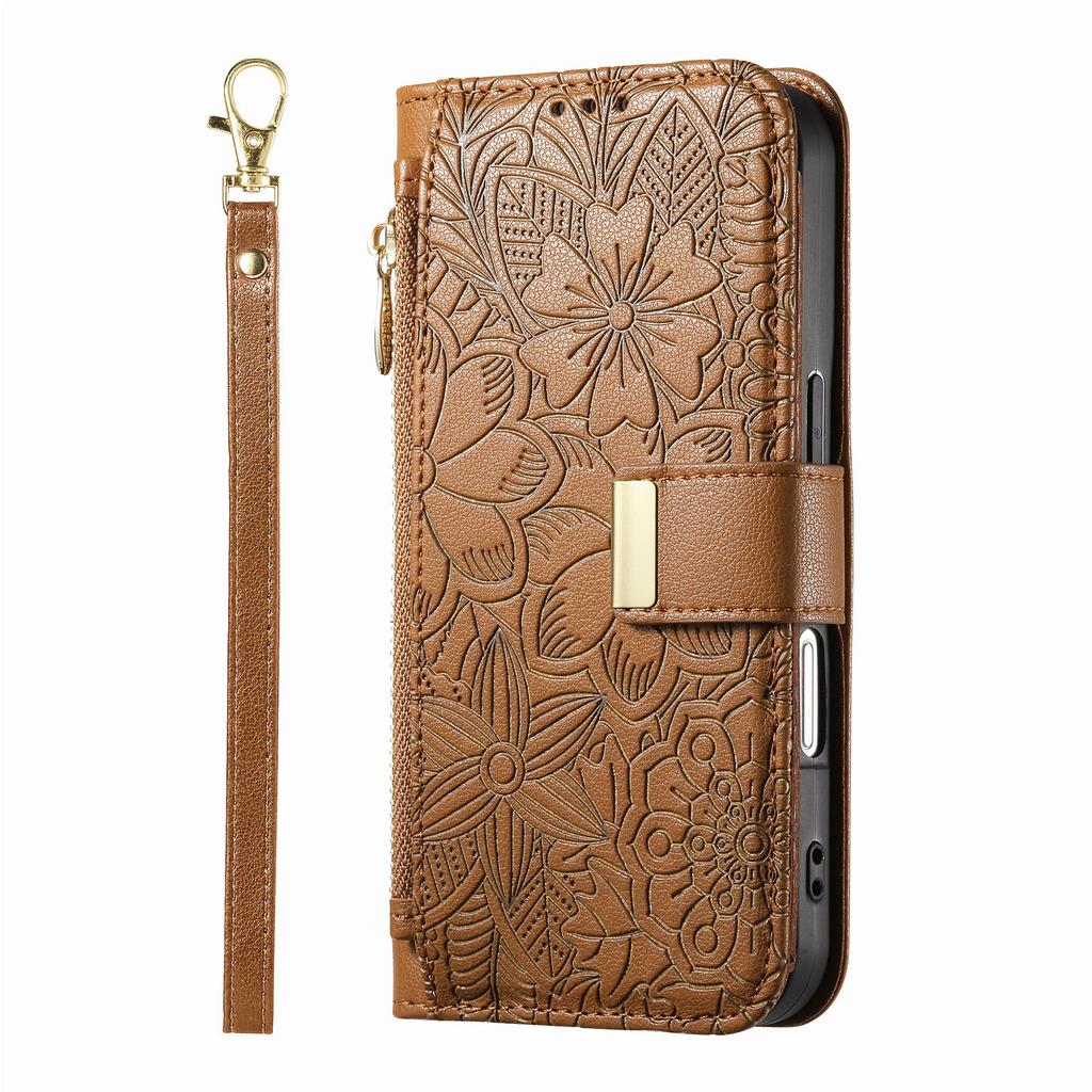 Floral Leather Wallet Case for Samsung Galaxy A05-A71 / S24-S25 series...Vintage All-in-One Card Holder w/Stand, Magnetic Closure & Wrist Strap