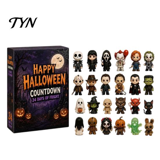 Hanging Halloween Decorations Advent Calendar 2026, 24 Days Countdown with 2D Flat Spooky Party Favors Acrylic Mini Figures, Collectible Surprise