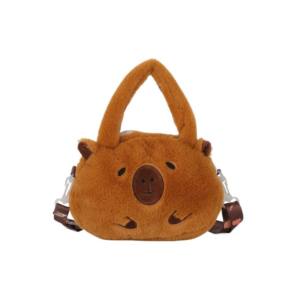 

Плюшевый рюкзак с капибарой большой емкости, плюшевая сумка через плечо с изображением капибары, детский подарок на день рождения A