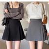 2024 Spring Plus Size Korean Style Black Pleated High-Waisted Slimming Skirt