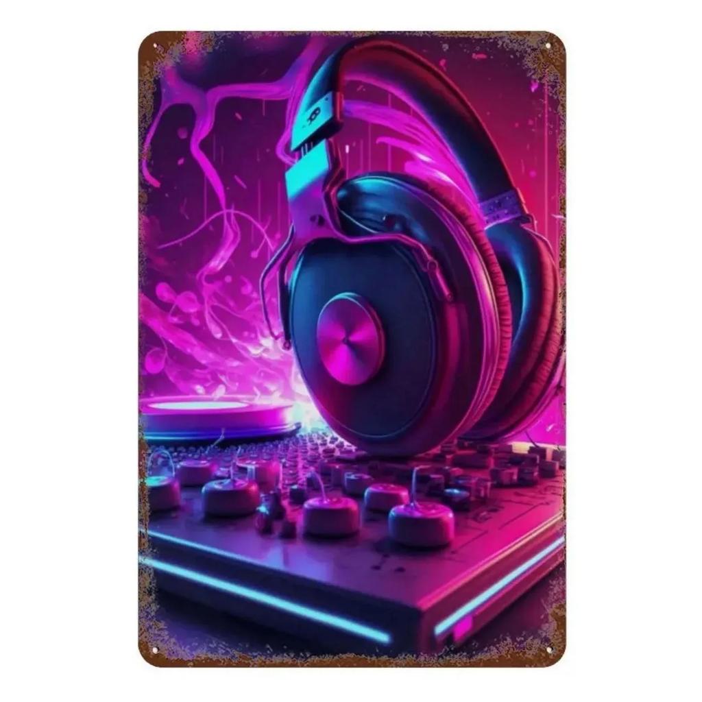 Metal Tin Signs Lighting DJ Wall Decoration Plaque Vintage Art Poster Iron Painting for Man Cave Home Cafe Game Room Club Bar