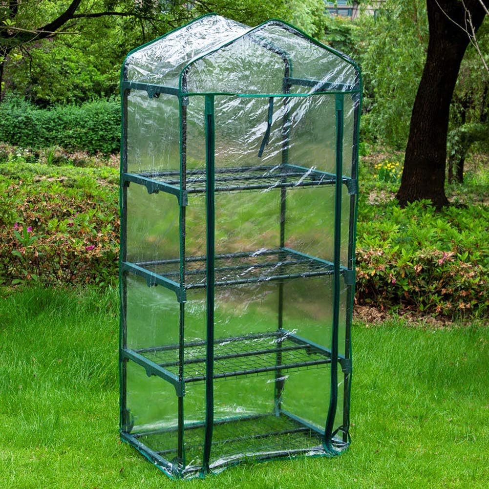 PVC Greenhouse Cover Replacement Transparent Reinforced Zippered Cover (Without Iron Stand)