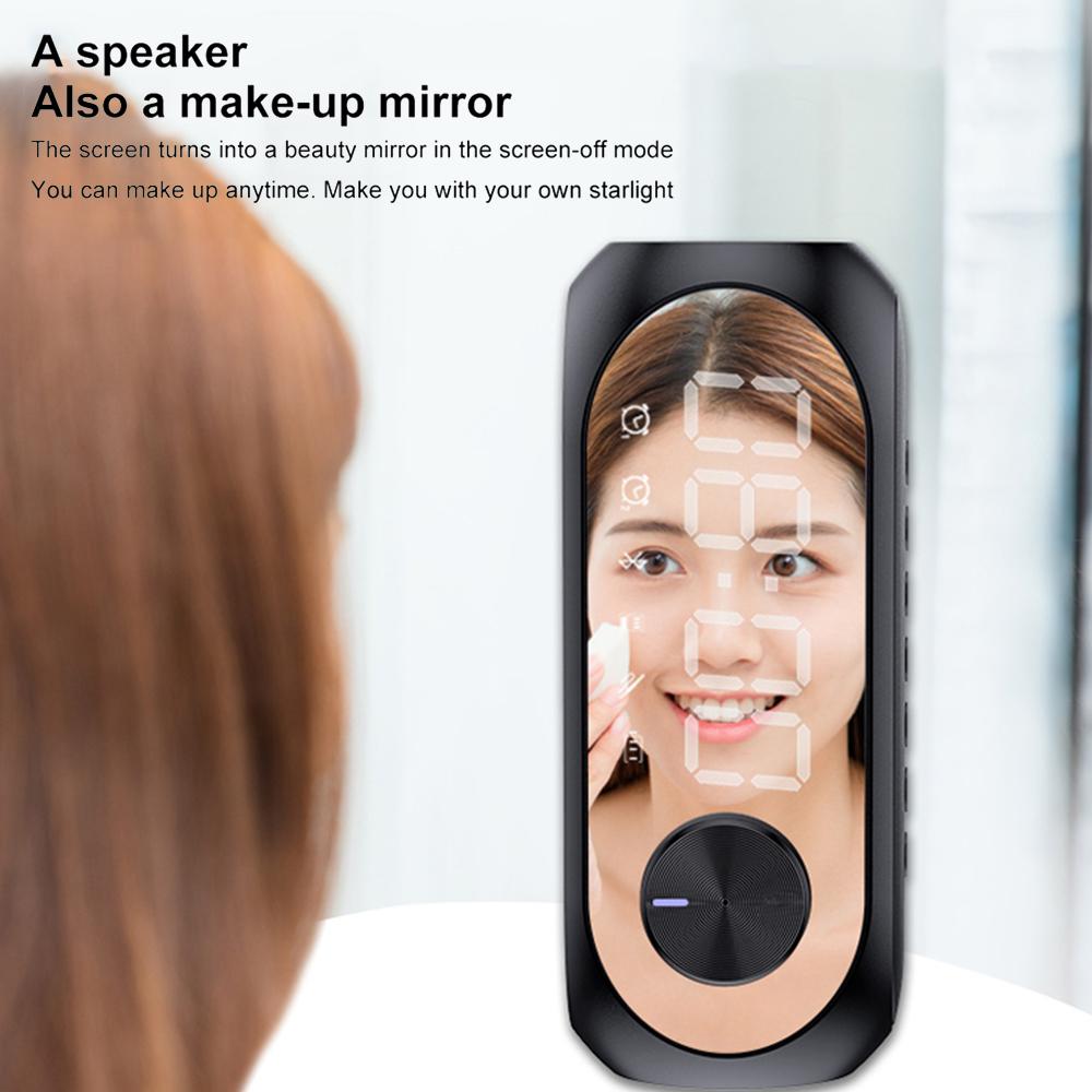 Portable Mini FM Radio Receiver Hifi Sound RGB Bluetooth Speaker with Clock Dual Alarm Clock Support Handsfree Calls