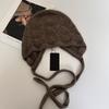 Angola Rabbit Fur Knitted Hat for Women, Lace-up Bag Head Hat In Autumn and Winter, Wool Thermal Ear Protection Hat Shows a Small Tide