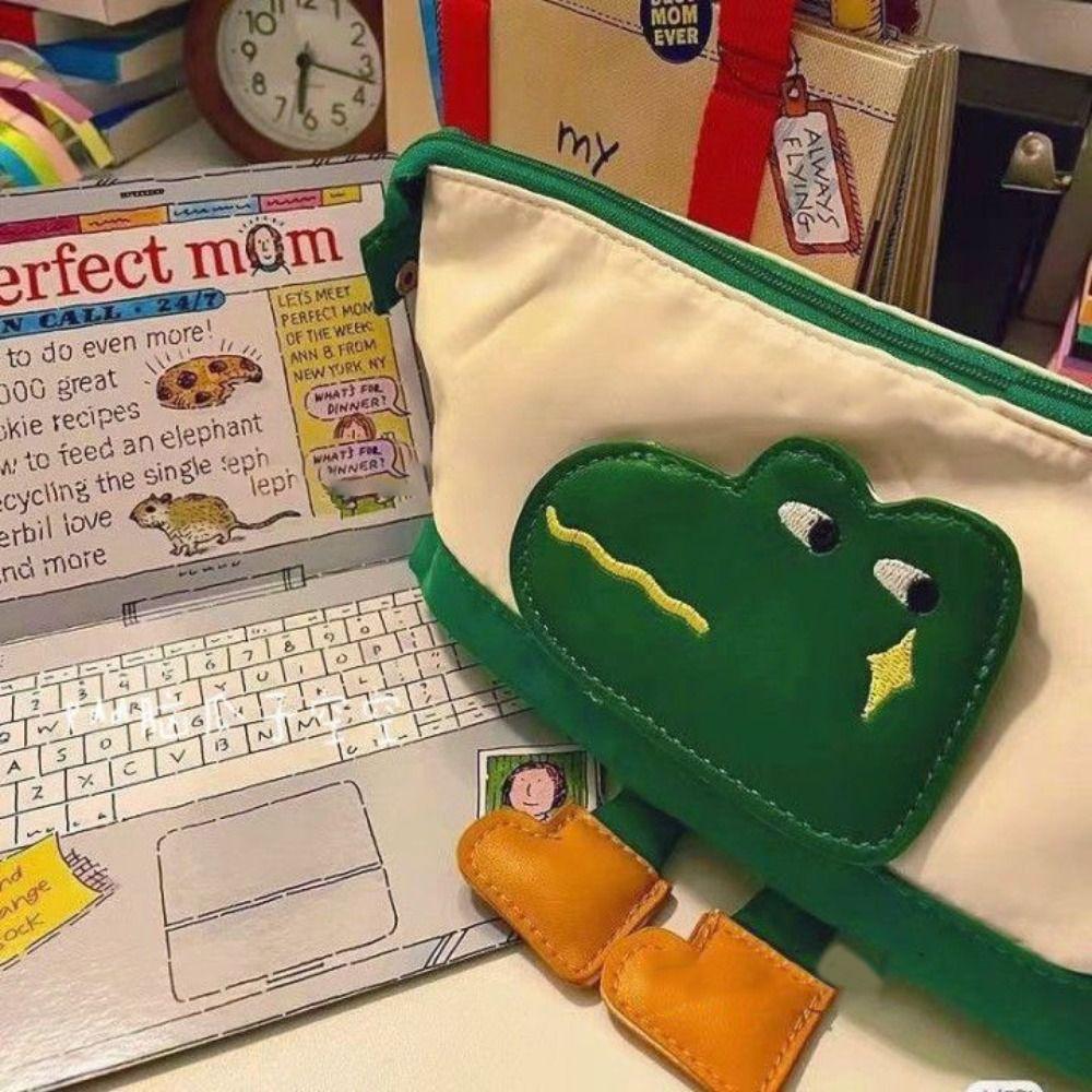 Crocodile Pencil Box Flap Type Pencil Case Multi-function Stationery Organizer  Student Gift