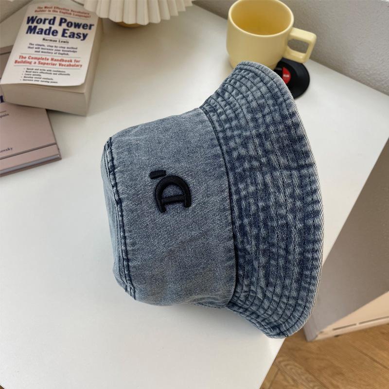 

Рыбацкая ковбойская шляпа Женская модная повседневная джинсовая вышитая шляпа с буквой D козырек синий