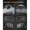 Door Handle Set, Compatible With 1993-1997 Toyota Corolla, Geo/Chevy Prizm | Interior & Exterior Front & Rear Left Driver & Right Passenger Side |