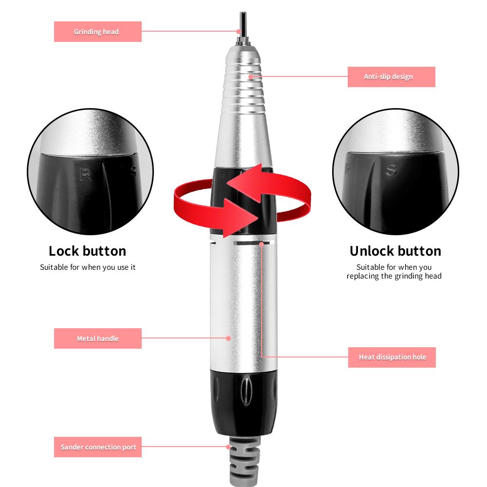 50W Electric Nail Drill Machine with Foot Pedal 35000RPM Nail Pedicure File for Manicure Salon Polishing Milling Low Noise Tools