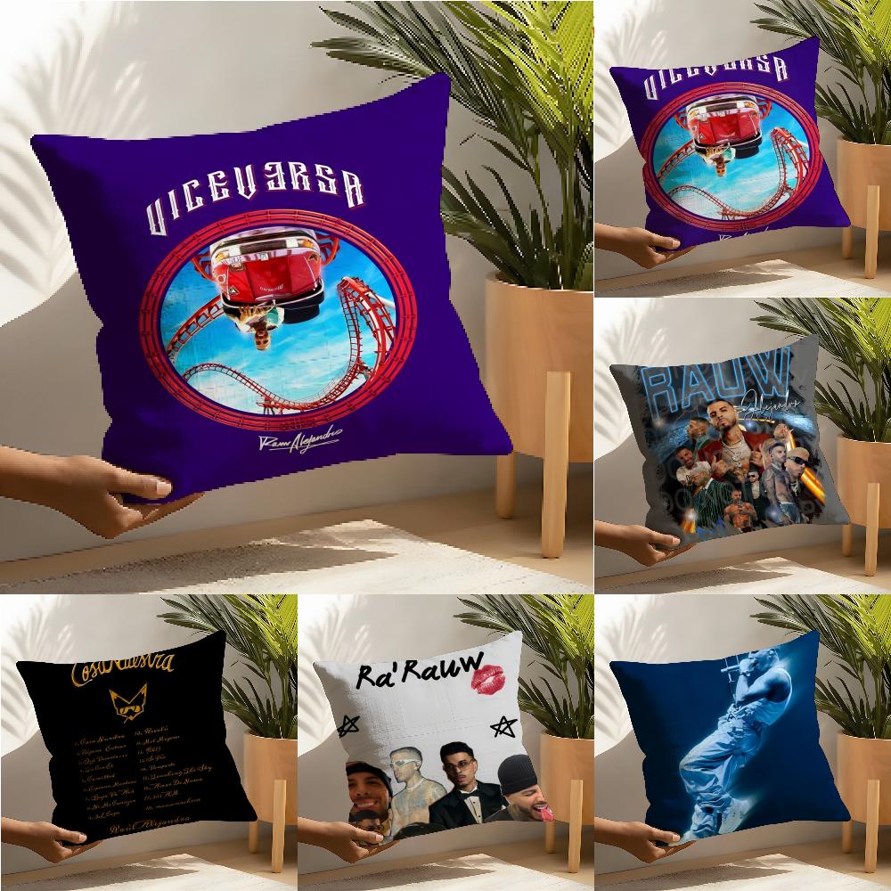 Pillow Case Cotton Linen Fabric Square Zipper Pillowcase Home Decorative Living Room Playa Saturno R-Rauw Alejandro Singer 4