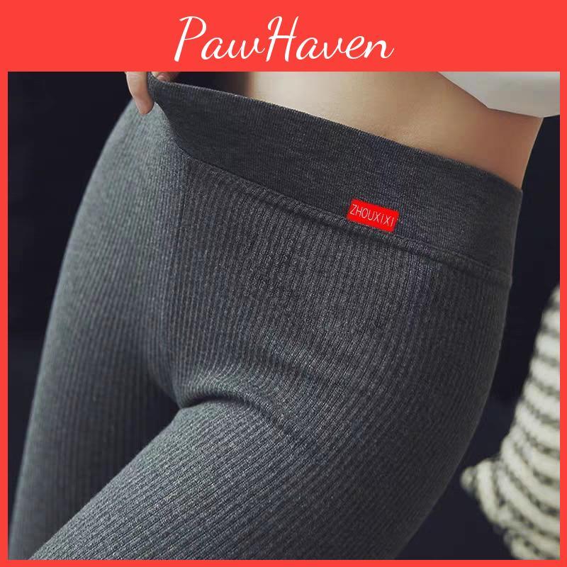 Add High Leggings Waist Warm Cotton Autumn Winter Slim Knitting Casual Leggings Women Solid High Elasticity Pants