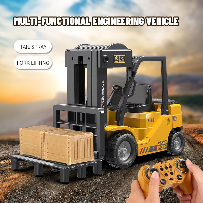 Non-Toxic Remote Control Forklift Truck Rc Car Electric Crane Spray Acousto-Optic Engineering Vehicles Toys For Children Child Birthday Gifts