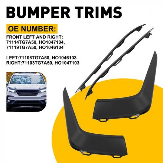 Front Left+Right Upper Lower Molding Trim Bumper Cover For Honda Pilot -