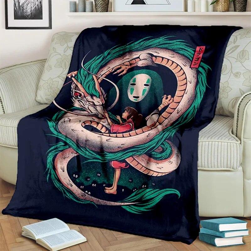 Spirited Away 3D-Cartoon-Anime-HD-Decke, weiche Überwurfdecke für Zuhause, Schlafzimmer, Bett, Sofa, Picknick, Reisen, Büro, Decke für Kinder