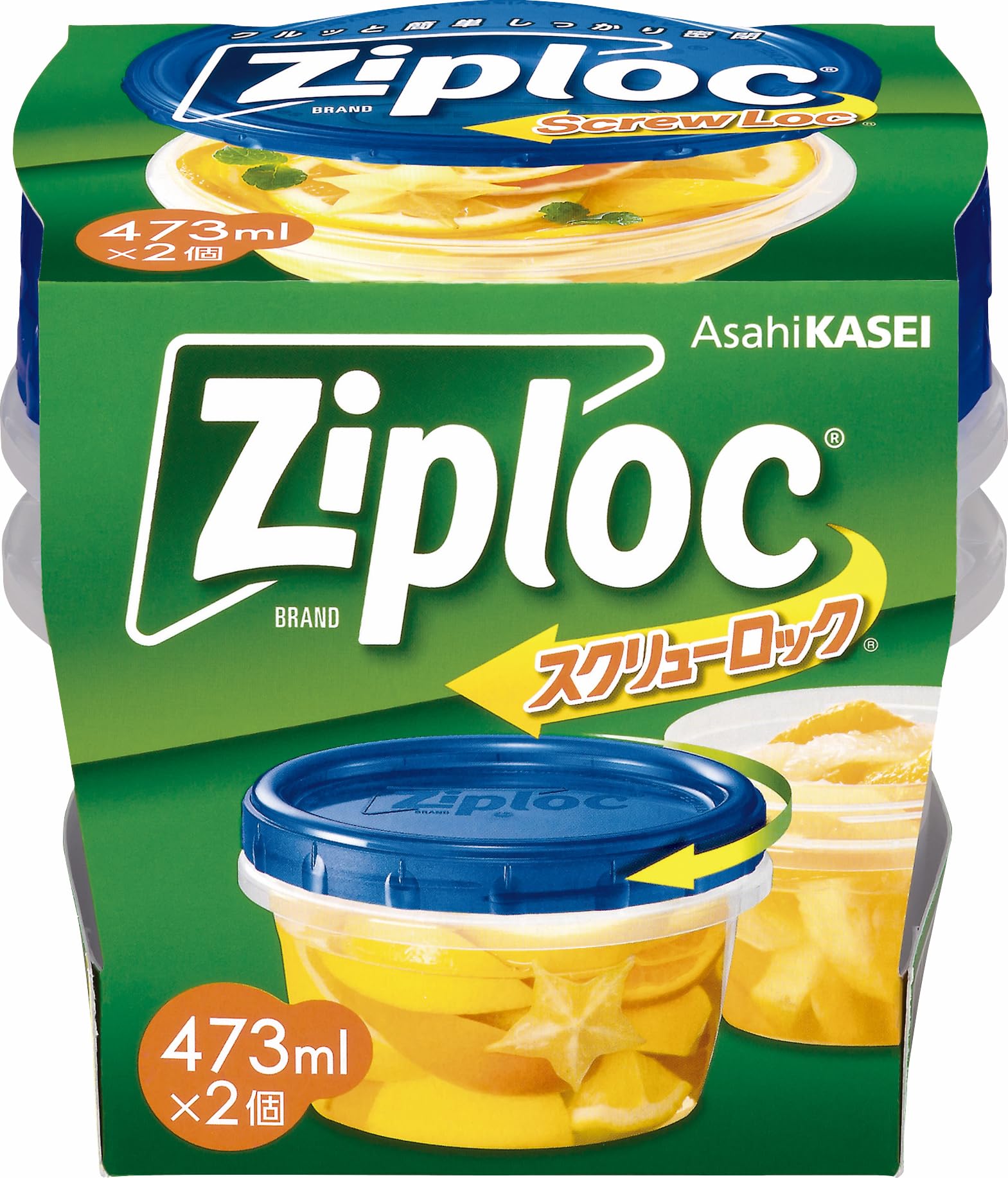 Asahi Kasei Home Products Ziploc Screw Lock 473ml (2 pieces)