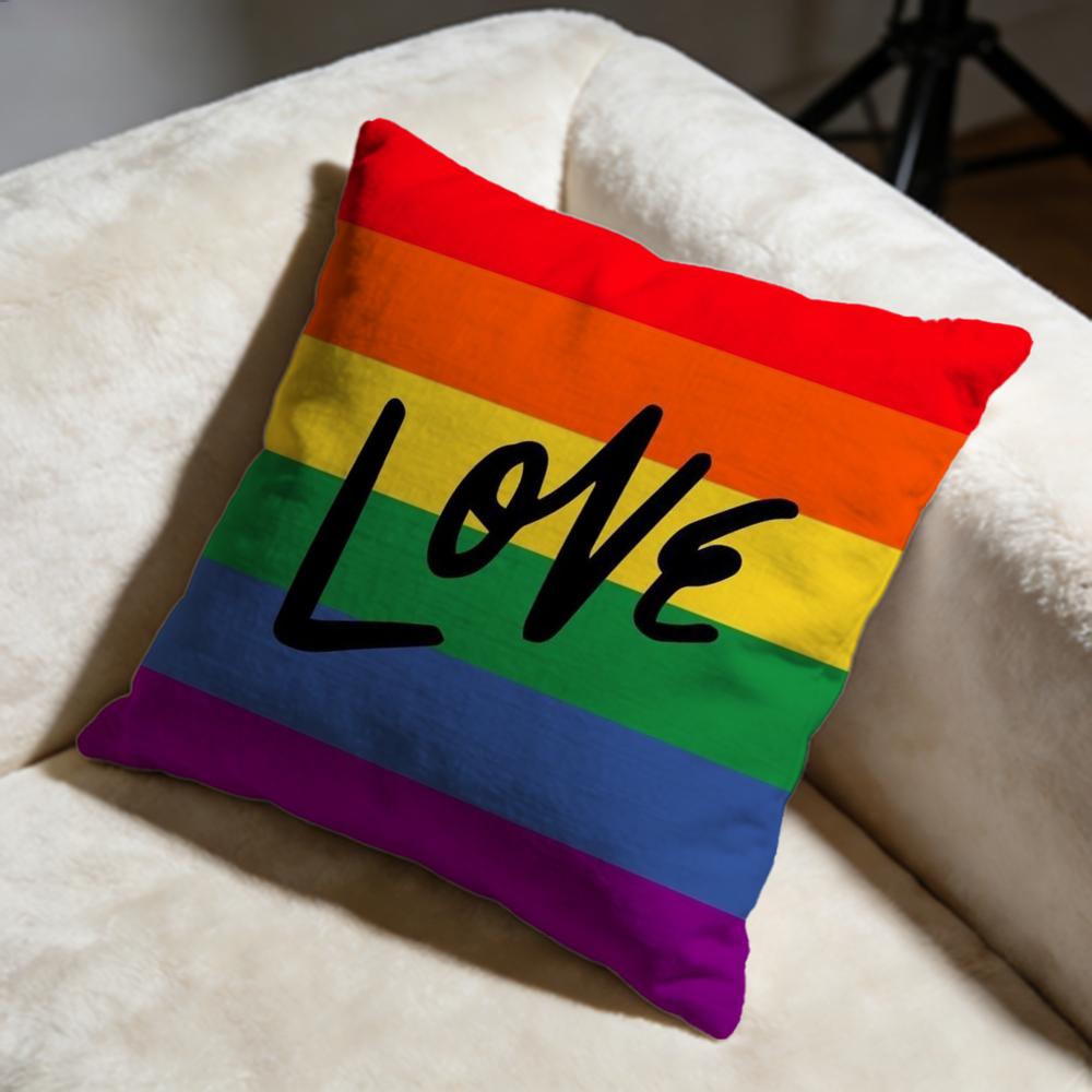 Homosexual Rainbow Flag Cushion Cover Soft Decorative Pillow Case Suitable for Bedroom Sofa Car Travel Use