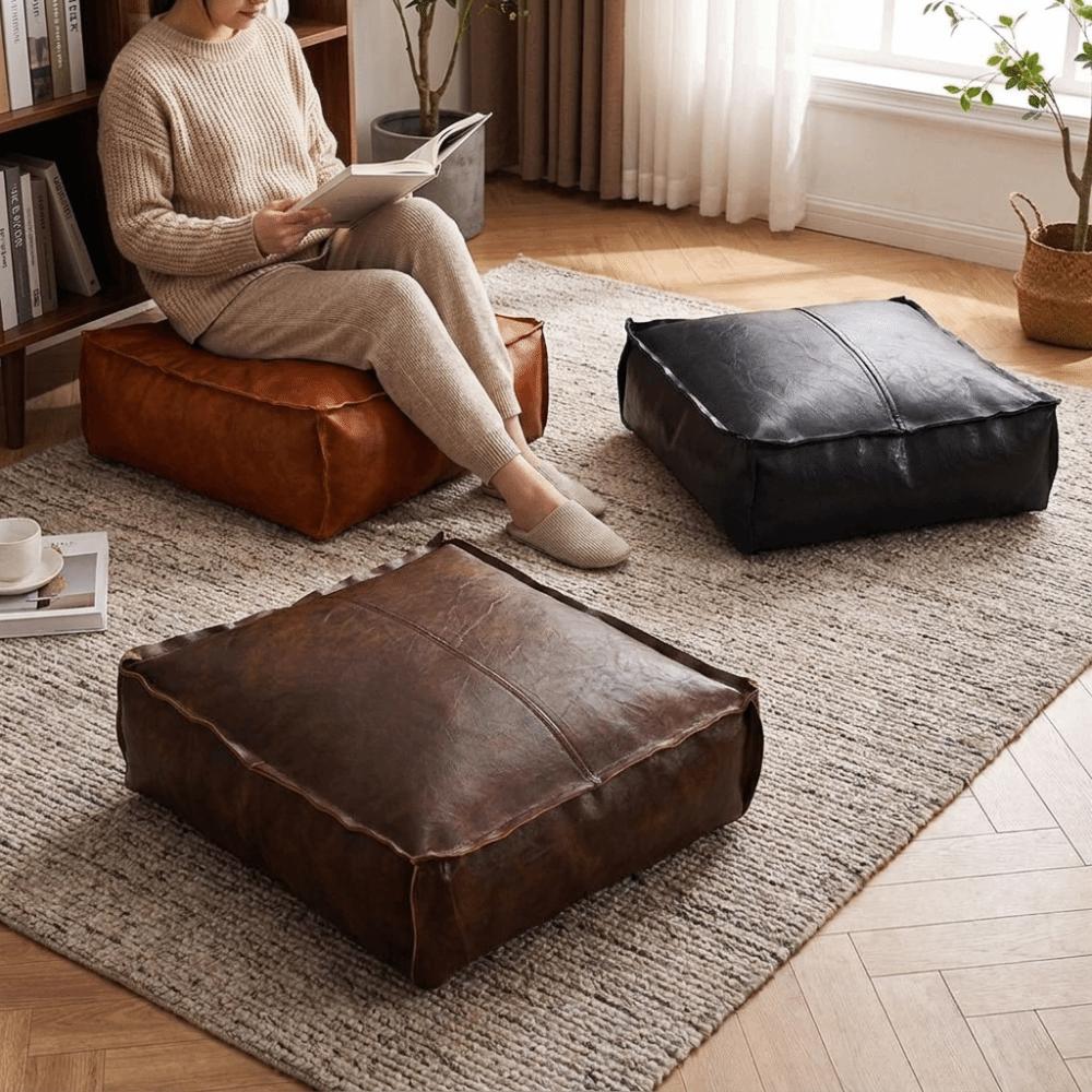 Large Capacity Square Pouf Cover Removable Sofa Stool Cover Clothes Storage