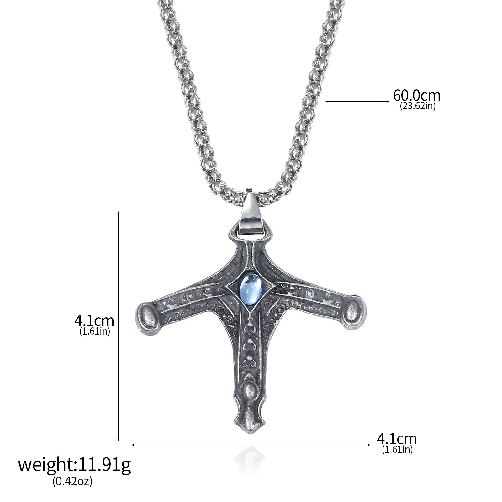 

Dark Game Bloodborne Necklace Cthulhu Mythos Sword Hunter Badge Pendant For Men Amulet Decoration Necklace Masculino Collar Gift 60cm