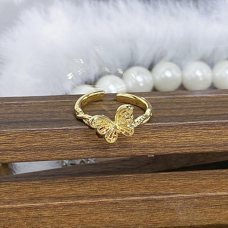 Medieval Butterfly Series Open Ring Niche Light Luxury High Sense Personalized Retro Ring Woman