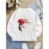 Kids Unisex Crewneck Sweatshirt, Chinese Ink Wash Red Plum Blossom Red Sun Art Print Soft Fleece Pullover For Kids Over 4 Years Old