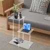 Office Clear Square Side Table with 3-Tier Open Storage Shelf - Modern PC Material Bedside Table for Books,Toys(11 Lbs Capacity)