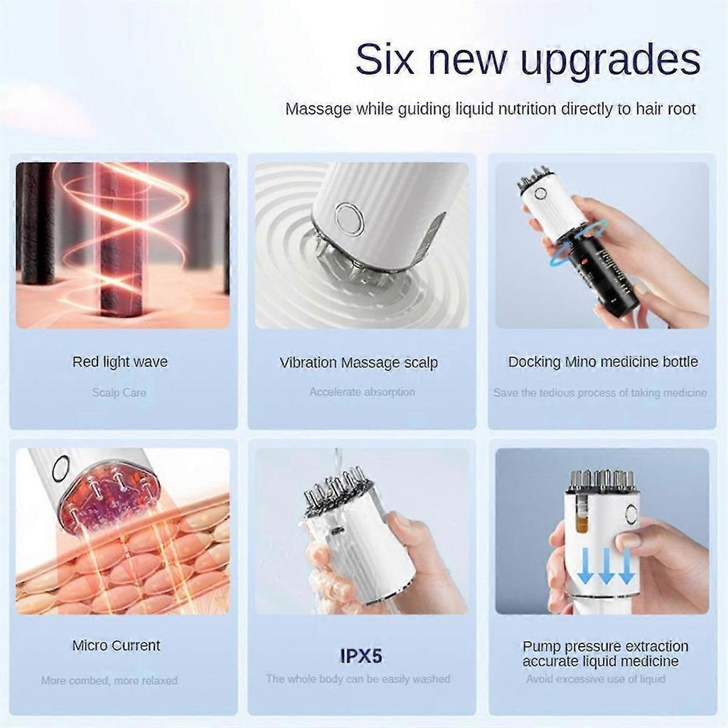Vibrating Hair Oil Applicator & Scalp Massager Red Lights with 70Ml Storage Hair Treatment Growth A