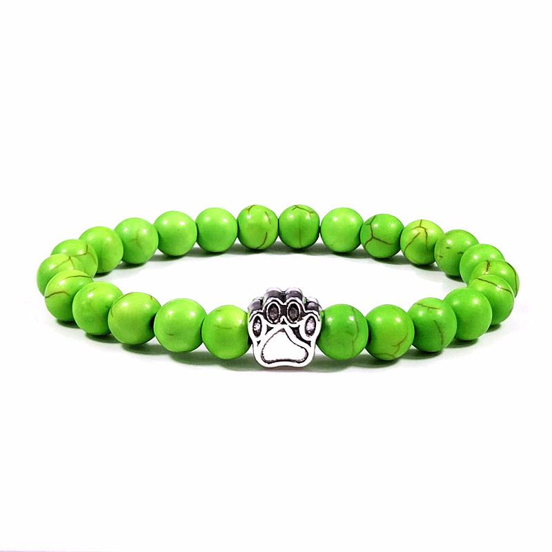 Agate Dog Paw Elastic Bracelet for Men  Women 8MM 18.5-19CM