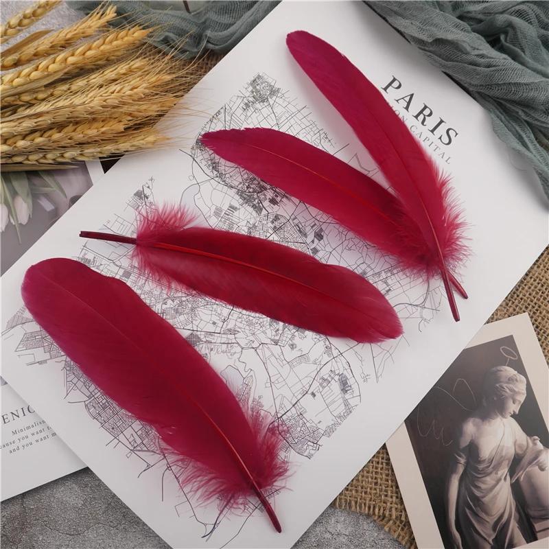 15-20cm Hard Stick Goose Feathers Natural Swan Pluma Handicraft Accessories Colorful Dream Catcher Feather Decoration