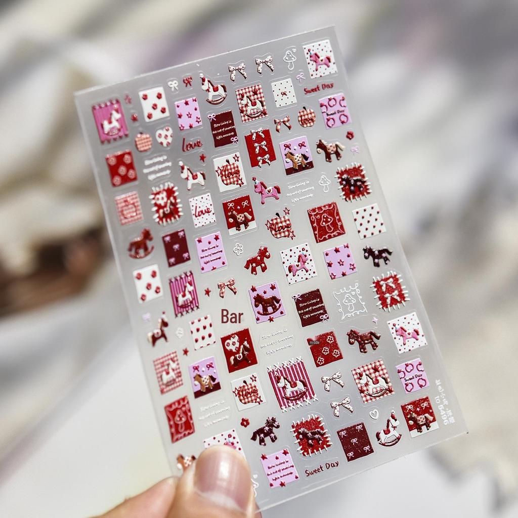 Tomoni Seamless Ultra-Thin Red Horse Nail Art Stickers