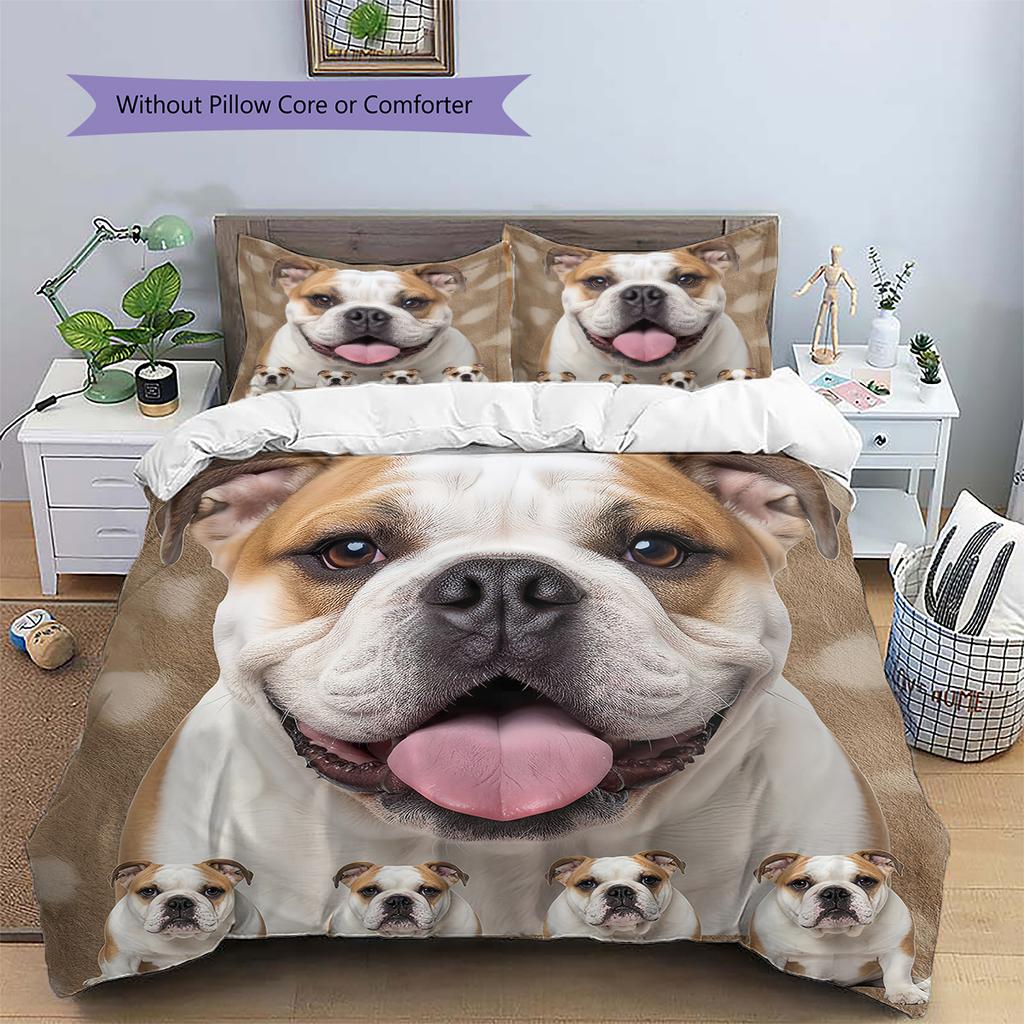 Pit Bull Pattern Bedding Quilt Set Quilt Cover Pillowcase Home Decoration Gift (1 * duvet cover + 2 * pillowcase, without core)