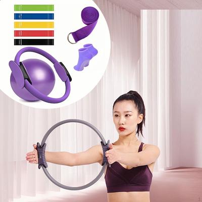 9 Pieces Pilates Fitness Exercise Ball Gift Home Resistance Bands Workout Equipment for