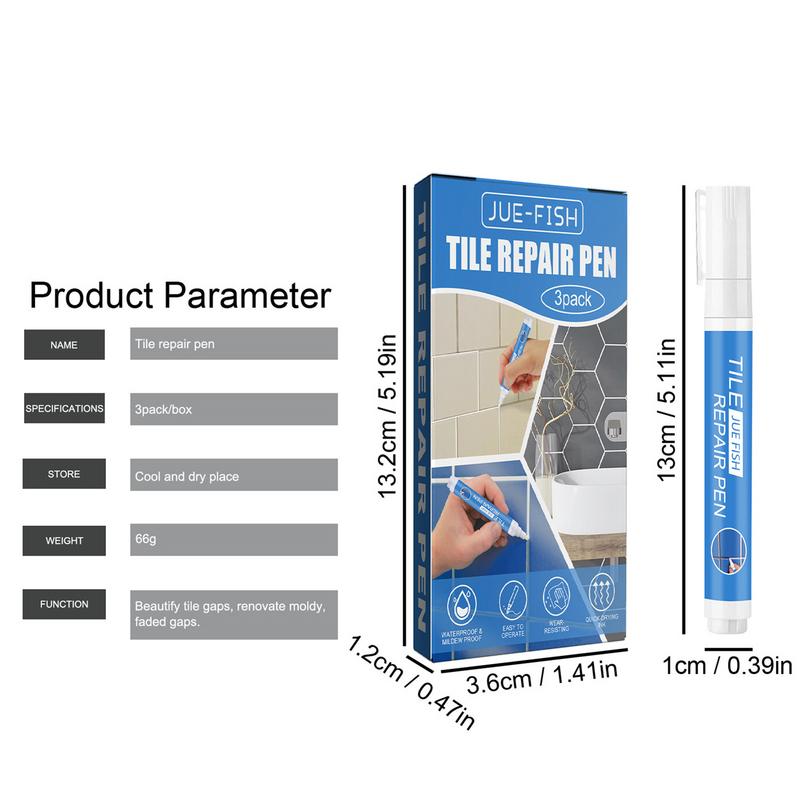 3pcs/pack Grout Pen Touch Repair Marker Tile Gap Restore And Renew Grout Lines Quick Dry Tile Grout Squeeze Tube Sealer