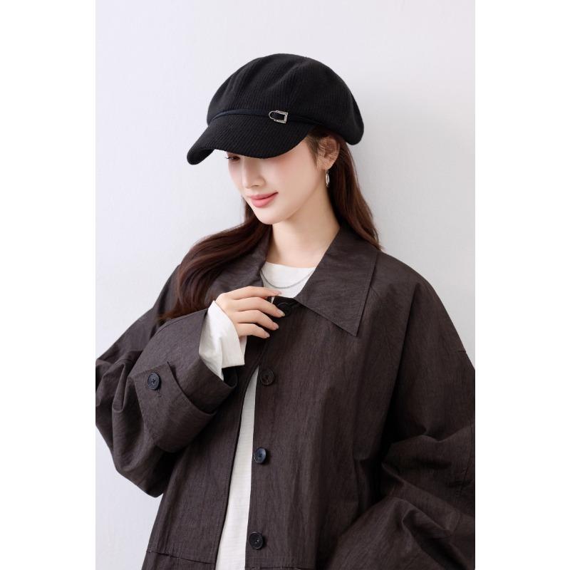 Korean Style Autumn Winter Women Large Head Circumference Octagonal Hat