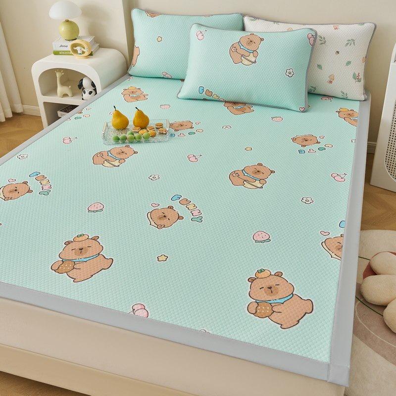 Ice Silk Cool Mat Set - Washable, Soft Three-Piece for Single Dorm Bed, 2026 Design.