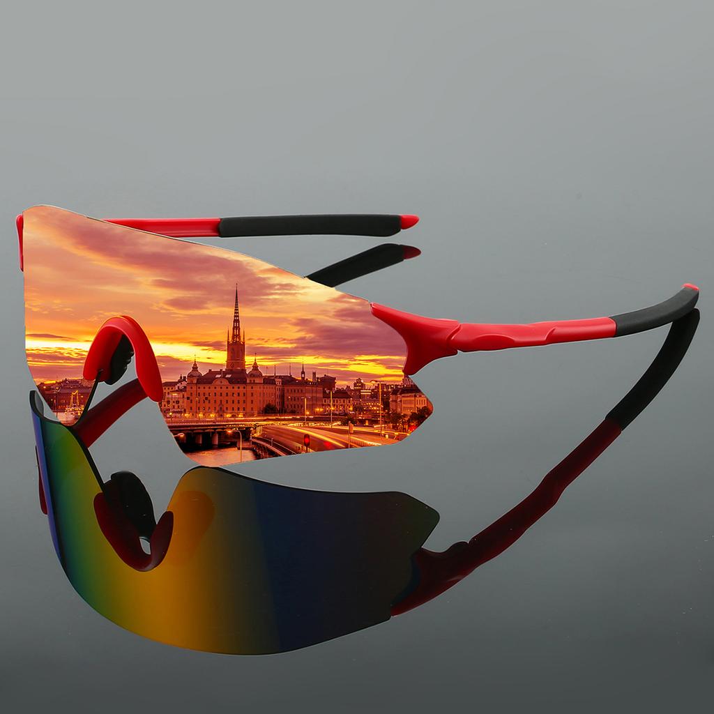 Wrapped Round Athletic Goggle Men Latest Rimless Mirror Outdoor Use Hiking UV Protection Glasses Trendy Punk Design Anti-UV Bicycle Shades