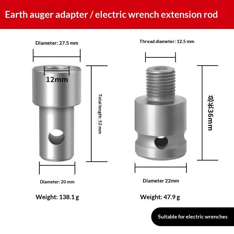 1Pc Earth Auger Adapter Tool 4 Interface Types For Impact Wrench Hammer Machine Garden Auger Drill Connector Garden Tools