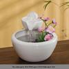 Milin Ceramic Flowing Water Fountain Ornament with Crystal Ball and Artificial Flowers