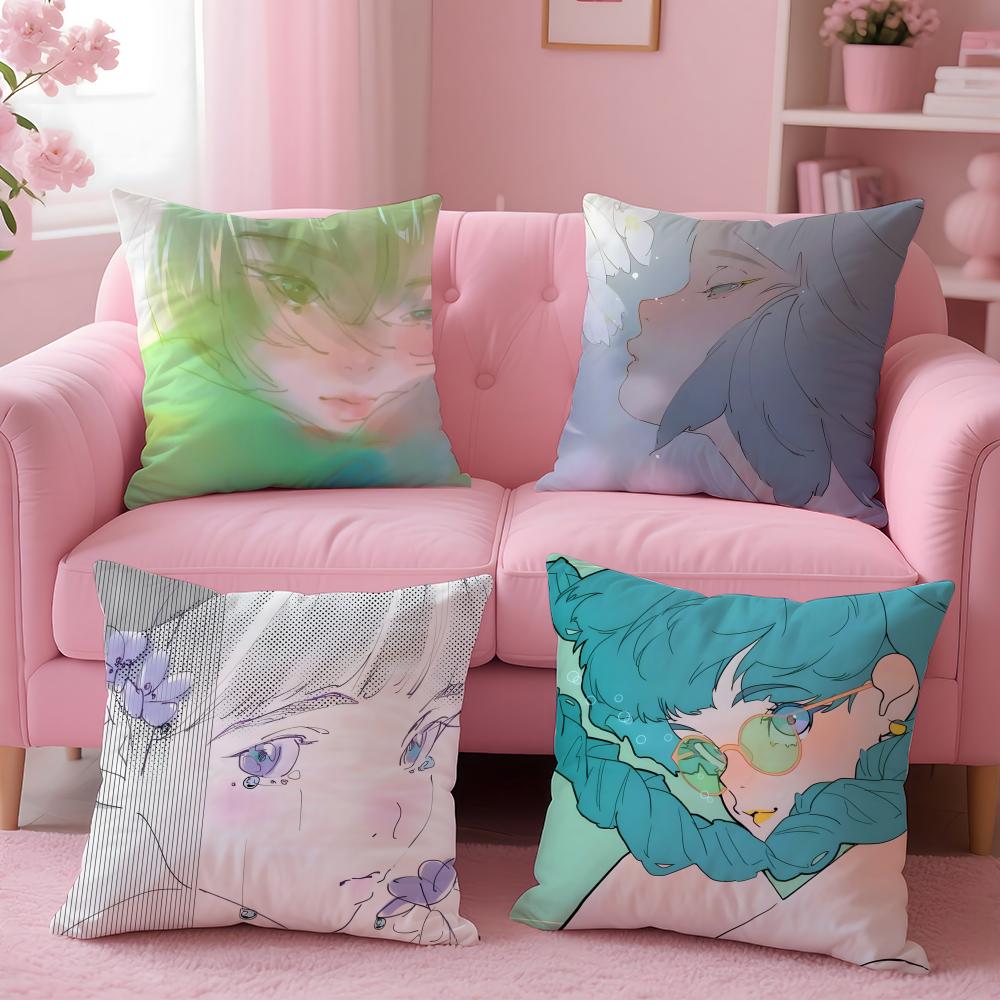 Kreative Niedliche Kawaii Japanische Kunst NNanaichi0 Kissenbezug Kissenhülle Weicher Hautfreundlicher Stoff Verdeckter Reißverschluss
