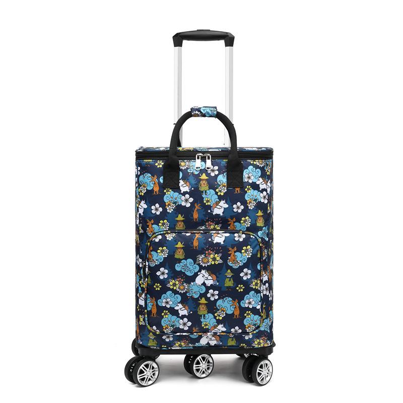 Portable Small Trolley Cart with Universal Wheels and Insulated Shopping Bag