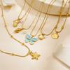 Fashion Ocean Pendant Necklace Gold Starfish Shell Drop Oil Butterfly Multi Element Accessory