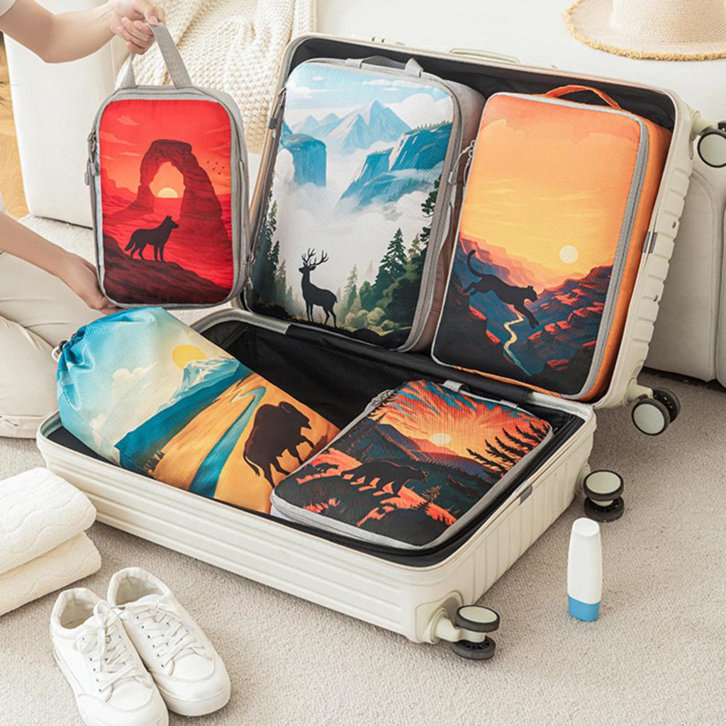 5Pcs/Set Travel Organizer Set Zipper Storage Bag Large Capacity Bag Compressible Underwear Suitcase Luggage Packing Cubes