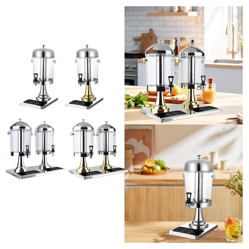 Large Beverage Dispenser with Faucet Stainless Steel Water Jug Transparent Party Drink Container for Events