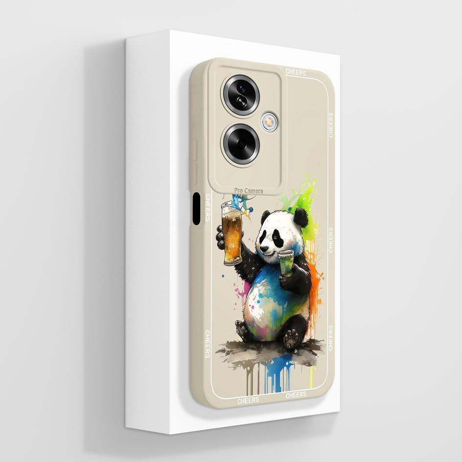 For OPPO A79 A77 A77s A78 A83 A91 A92 A93 A93s A94 A95 A96 4G 5G Phone Cases Lovely Panda Kitten Pattern Liquid Silicone Anti Slip Shell For OPPO Capa