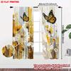 2pcs Butterfly Flower Curtains  Bright Yellow White Blooms with Black Yellow Butterfly Pattern for Cozy Bedroom Decor