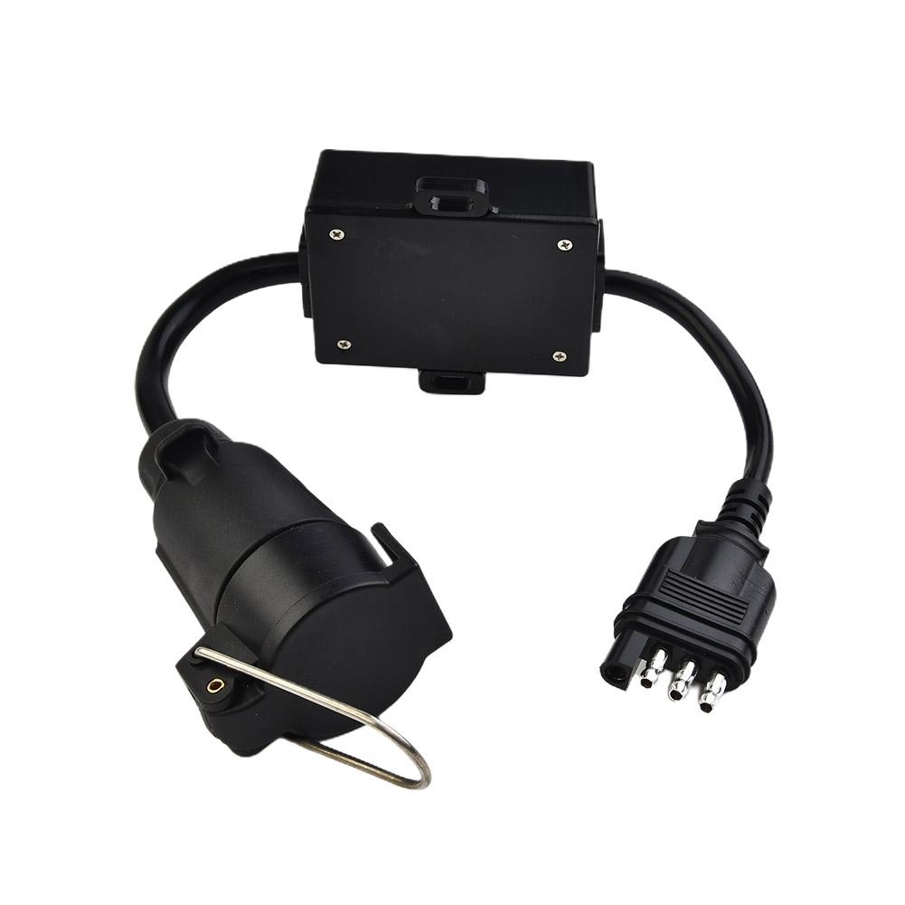 Useful Brand New Light Converter Trailer Connectors Black 4-pin To 7-pin Connector Replacement Separate Brake Light