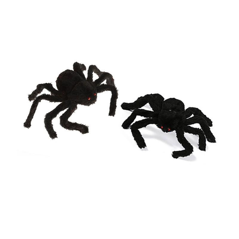 Halloween Plush Spider Decorations With Fake Spiderwebs Haunted House Pranks Party Props Home Outdoor Festive Setup
