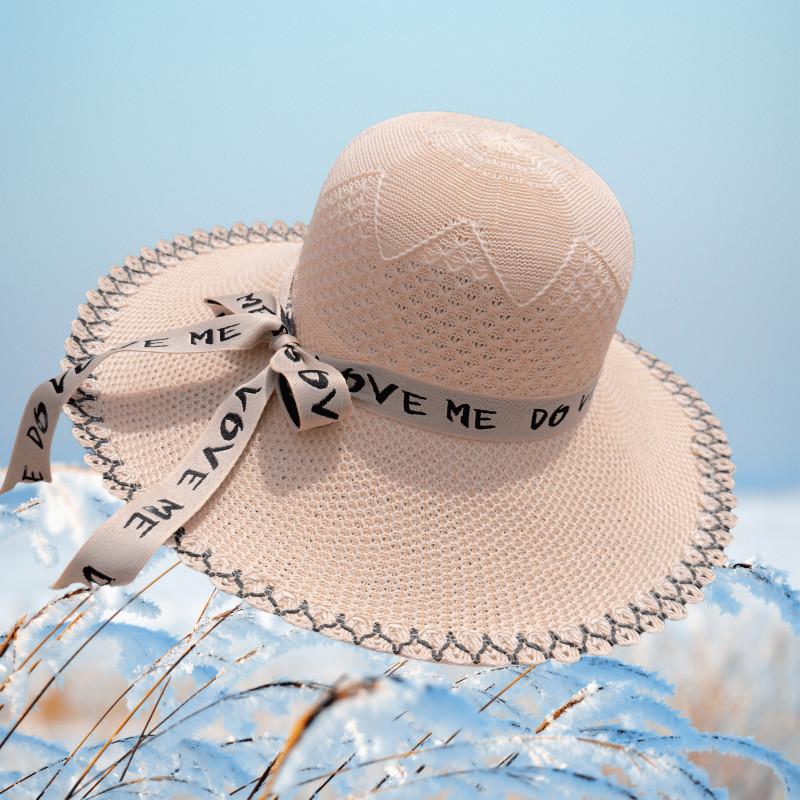 

Knit Bucket Hat For Women With Wide Brim Sun Protection Summer Beach Fashion Casual рожевий