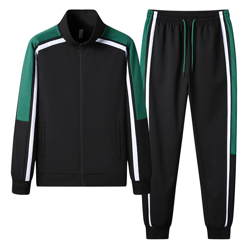 Fashion Korean Version Men's Patchwork Zippered Sportswear+Pants Set  New Spring Autumn Casual Jogging Fitness Two-Piece Set