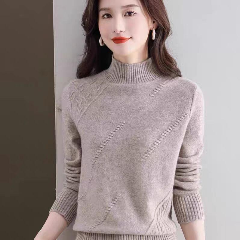 

Half Turtleneck Sweater Long-sleeved Solid-color Pullover for Women Loose Knitted Sweater for Spring Autumn and Winter Knitwear one size