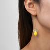 Small Glass Fresh Resin Lemon Fruit Food Pendant Earrings Stainless Steel Earhooks Flower Women's Earrings Asymmetric Earrings